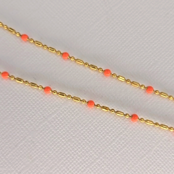 Madewell Gold Tone & Coral-Orange Bead Necklace - Picture 5 of 7